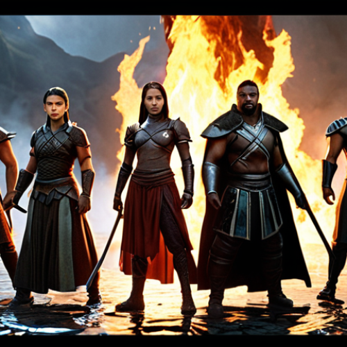 Home 25 **
A team of diverse "Reverse: 1999" characters posed heroically, showcasing different elemental affinities (Wood, Fire, Water, Earth). Highlight visual harmony and synergy between characters. Background: A stylized battle scene.
**