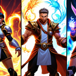 **Team Synergy:** A dynamic illustration showcasing a Reverse: 1999 team composition with a clear balance of DPS dealers, supporters, and healers. Highlight the synergistic effects between characters, with visual cues indicating buffs, debuffs, and elemental reactions. The background suggests a challenging raid environment. The style should lean towards a vibrant, anime-inspired aesthetic.