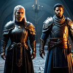 Dynamic Team Composition**

"A diverse team of three heroes standing ready for battle: A fierce damage dealer (Lilya-inspired) with a determined expression, a supportive character (Druvis III-inspired) radiating wisdom, and a steadfast tank (Balder-inspired) with unwavering resolve. Medieval fantasy setting. Dramatic lighting. Safe for work, appropriate content, fully clothed, professional, perfect anatomy, natural proportions, high quality."

**