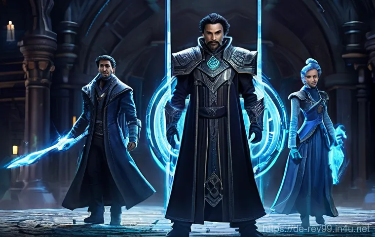 리버스 1999 초보자 vs 고수 차이 - **"Reverse: 1999 - Arcane Orchestra of Synergy"**: A dynamic and vibrant scene featuring a diverse t...