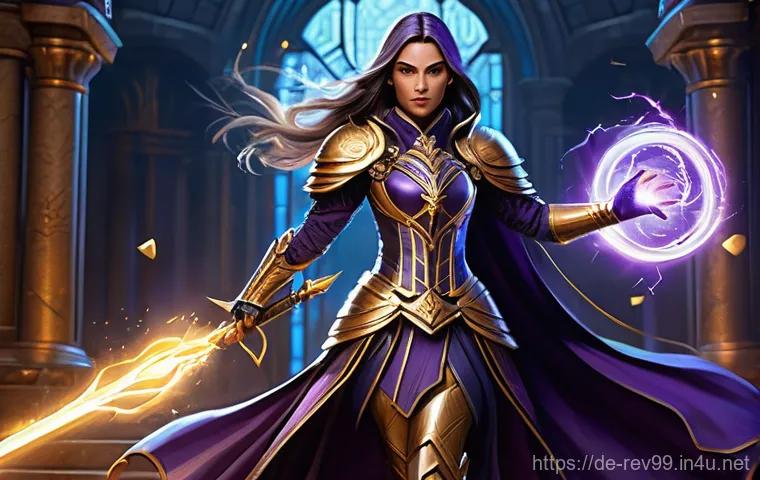 리버스 1999 캐릭터별 전투 스타일 - Prompt 1: Dynamic DPS Arcanist in Action**