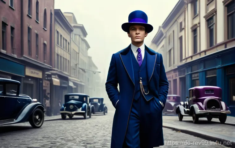 리버스 1999 세계관의 깊이 - **Prompt: Vertin, the Timekeeper, in a Melancholic 1920s Street Scene**
    "A full-body illustratio...