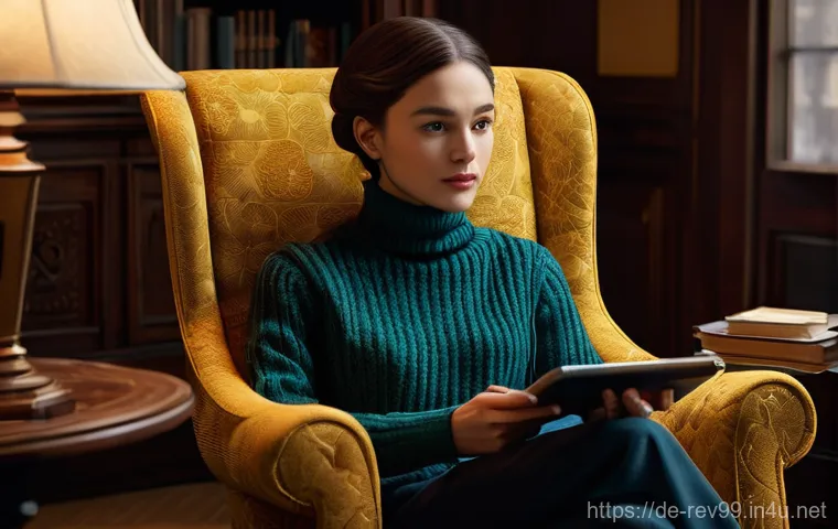 리버스 1999 공식 사이트 트래픽 - **Prompt:** "A young woman, with a thoughtful and slightly melancholic expression, is comfortably se...