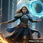 Home 19 리버스 1999 도전 과제 공략 - " A powerful female Arcanist, dressed in her full, detailed battle outfit with flowing fabrics, is i...