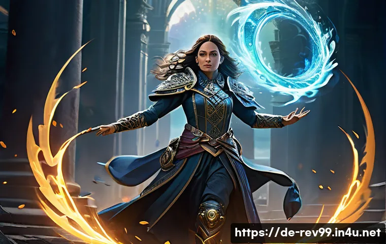 리버스 1999 도전 과제 공략 - " A powerful female Arcanist, dressed in her full, detailed battle outfit with flowing fabrics, is i...