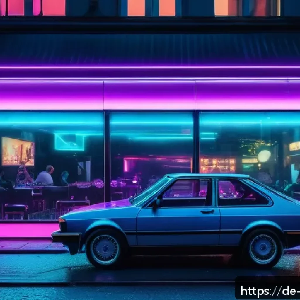 리버스 1999 테마 음악 모음 - A vibrant 1999-inspired city night scene capturing the essence of synthwave and electronic music cul...