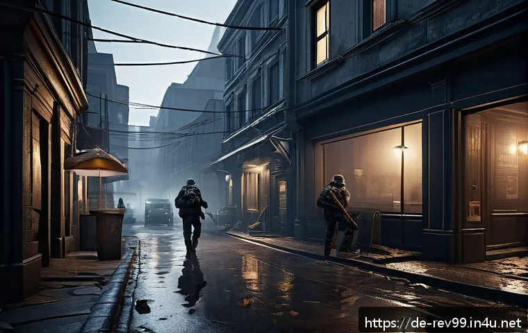 리버스 1999 신규 업데이트 정보 - A highly detailed and realistic nighttime urban environment in a tactical shooter game, featuring dy...