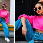 리버스 1999 코스튬 이벤트 - A stylish young woman in authentic late 90s fashion at a retro-themed party, wearing slightly faded ...